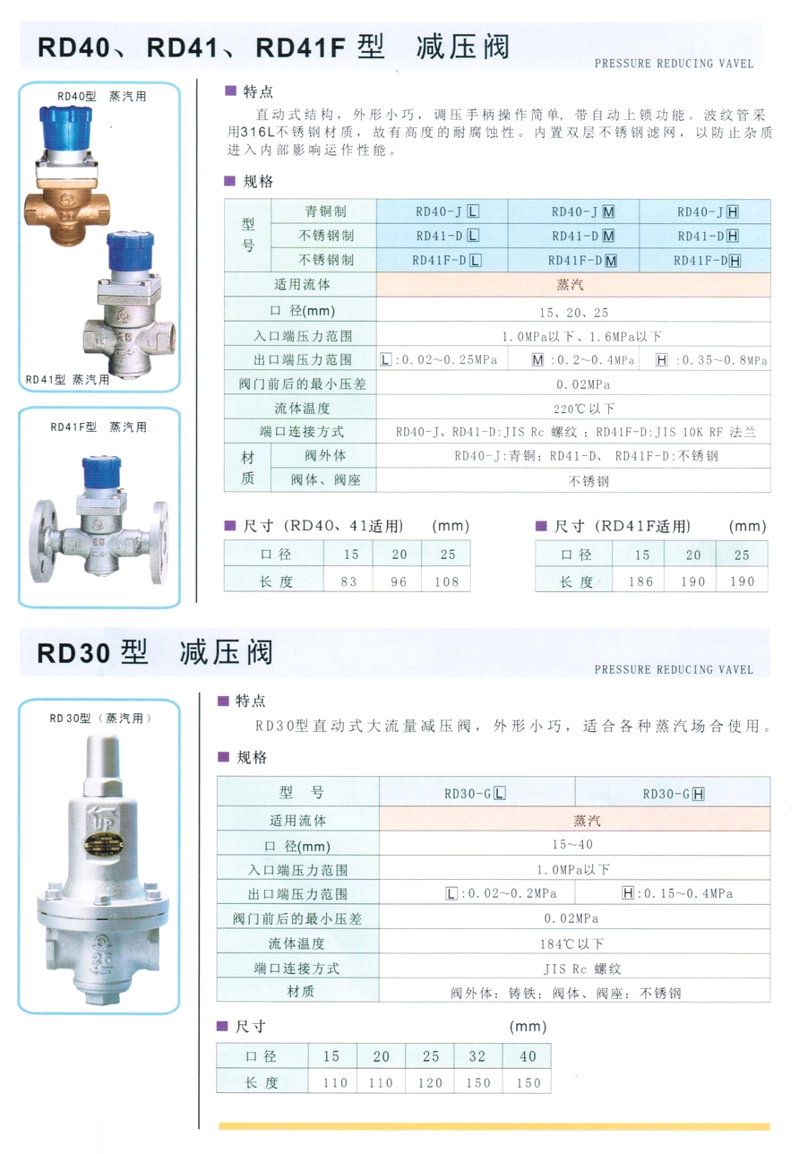 RD-41型蒸汽减压阀